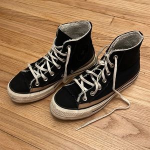 Black Platform Sherpa Converse Size 7